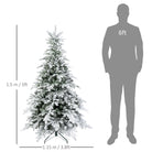 HOMCOM 5ft Prelit Snow Flocked Artificial Christmas Tree with Warm White LED Light and 931 Tips, Metal Base, Snowy Realistic Xmas Tree - anydaydirect