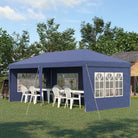 Outsunny 3 x 6m Pop Up Gazebo, Height Adjustable Marquee Party Tent with Sidewalls and Storage Bag, Blue - anydaydirect