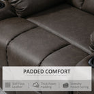 HOMCOM Manual Reclining Chair, Recliner Armchair with Faux Leather, Footrest, Cup Holders, 86x93x102cm, Brown - anydaydirect