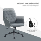 HOMCOM Linen Computer Chair with Armrest, Modern Swivel Chair with Adjustable Height, Dark Grey - anydaydirect