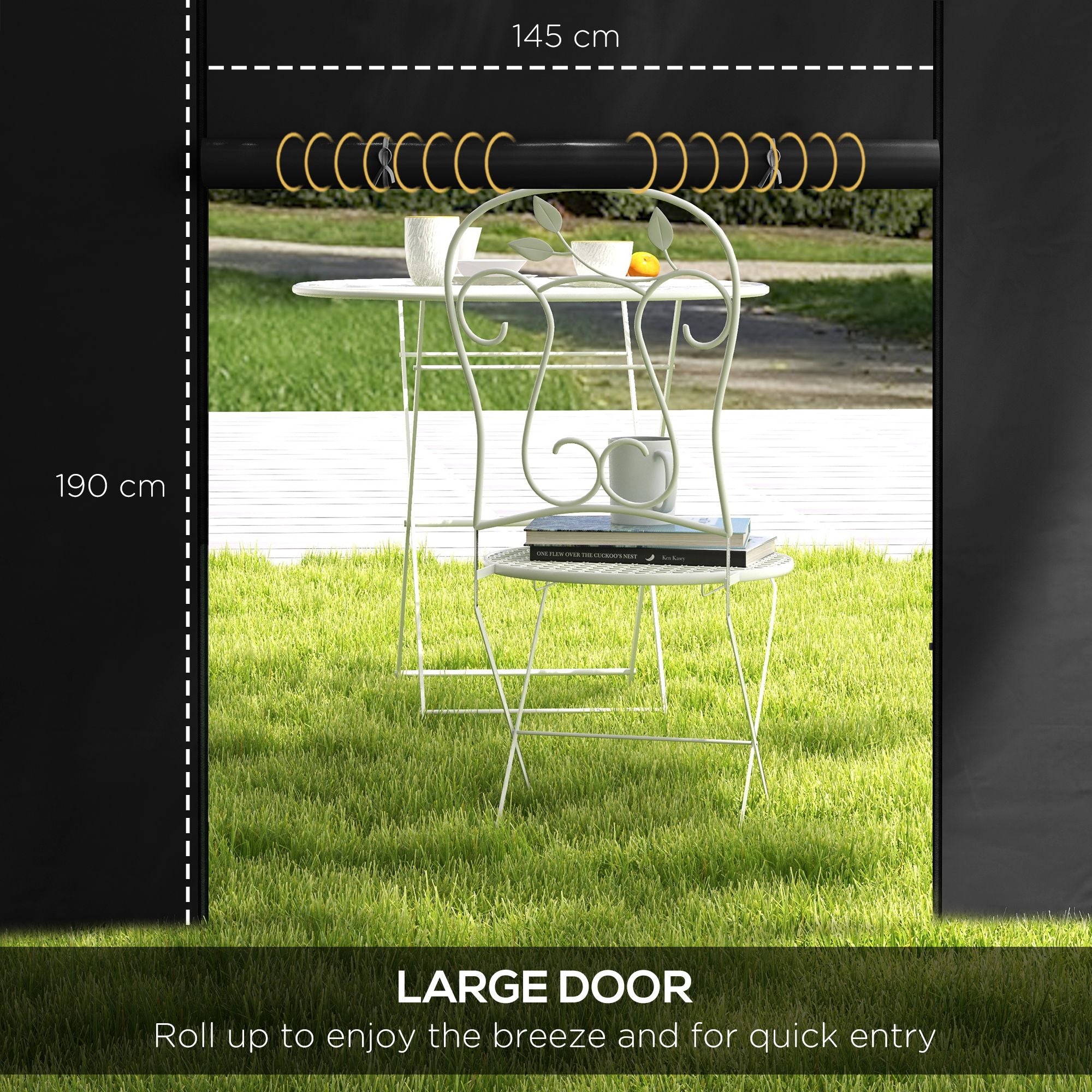 Outsunny Gazebo Side Panels, 2 Pack Sides Replacement, for 3x3(m) or 3x6m Pop Up Gazebo, with Windows and Doors, Black - anydaydirect