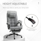 Vinsetto Office Chair with Footrest Ergonomic Office Chair with Armrests Lumber Support and Headrest Light Grey - anydaydirect