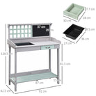 HOMCOM Garden Potting Table with Sink, Blackboard and Drawer, Wooden Planting Work Bench Workstation Outdoor Tool Storage Shelves - anydaydirect
