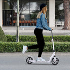 HOMCOM Folding Kick Scooter, Adjustable Ride On Scooter with 200mm Big Wheels and Double Shock Absorption, Urban Scooter for 14+ Teens Adult, White - anydaydirect