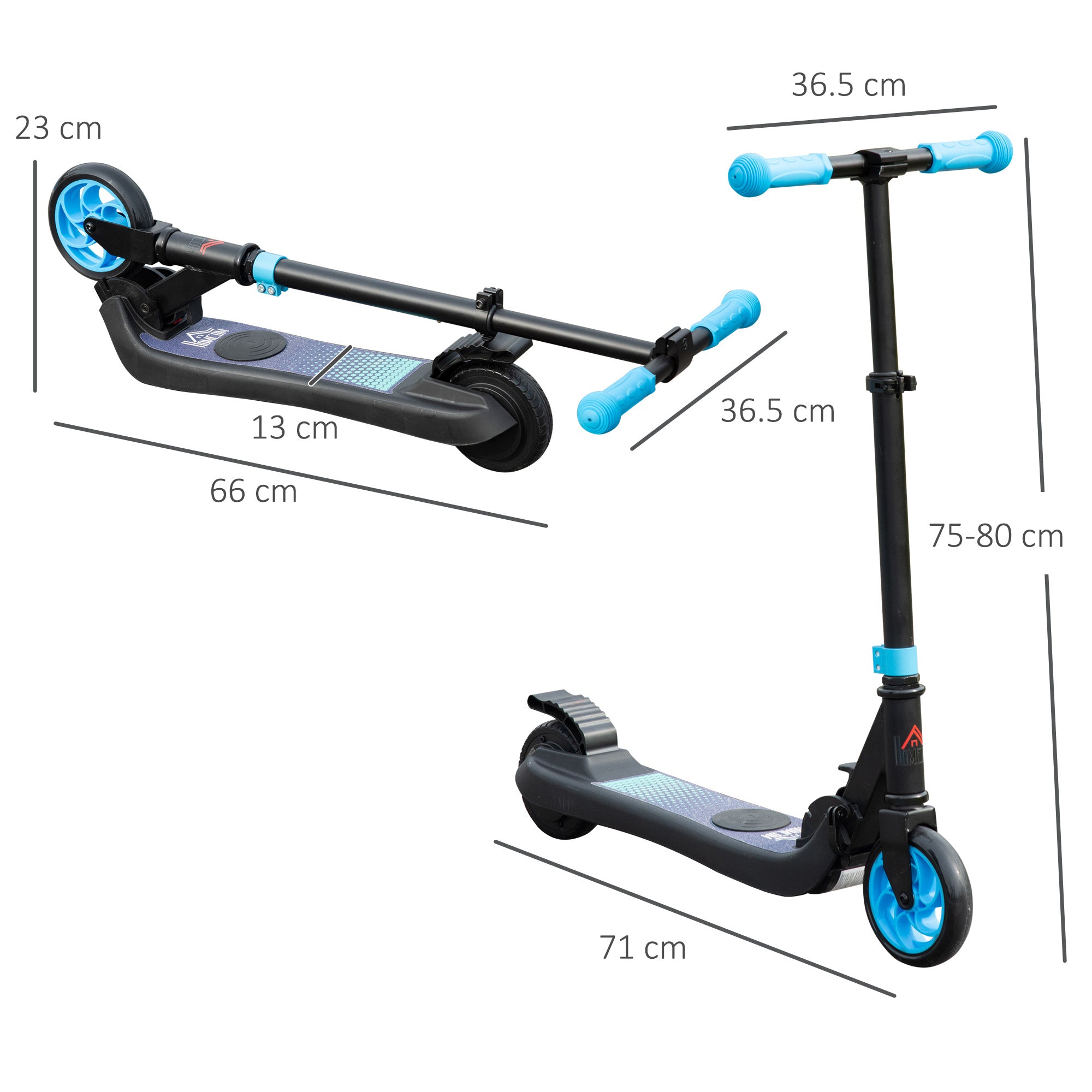 HOMCOM Folding Electric Scooter Adult E Scooter, 120W, with Rear Wheel Brake, 8km/h Maximum Speed, for Ages 6+ Years Old, Sky Blue - anydaydirect