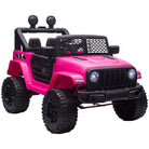 HOMCOM 12V Battery-powered 2 Motors Kids Electric Ride On Car Truck Off-road Toy with Parental Remote Control Horn Lights Suspension Wheels Pink - anydaydirect