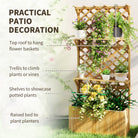 Outsunny 52L Wooden Planter, with Trellis and Shelves - Natural Finish - anydaydirect