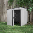 Outsunny 5 x 7FT Galvanised Metal Shed with Foundation, Lean to Tool Garden Shed with Sliding Doors and 2 Vents, White - anydaydirect