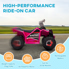HOMCOM 6V Electric Quad Bike for Toddlers, Wear-Resistant Wheels, Forward and Backward Function, Pink - anydaydirect