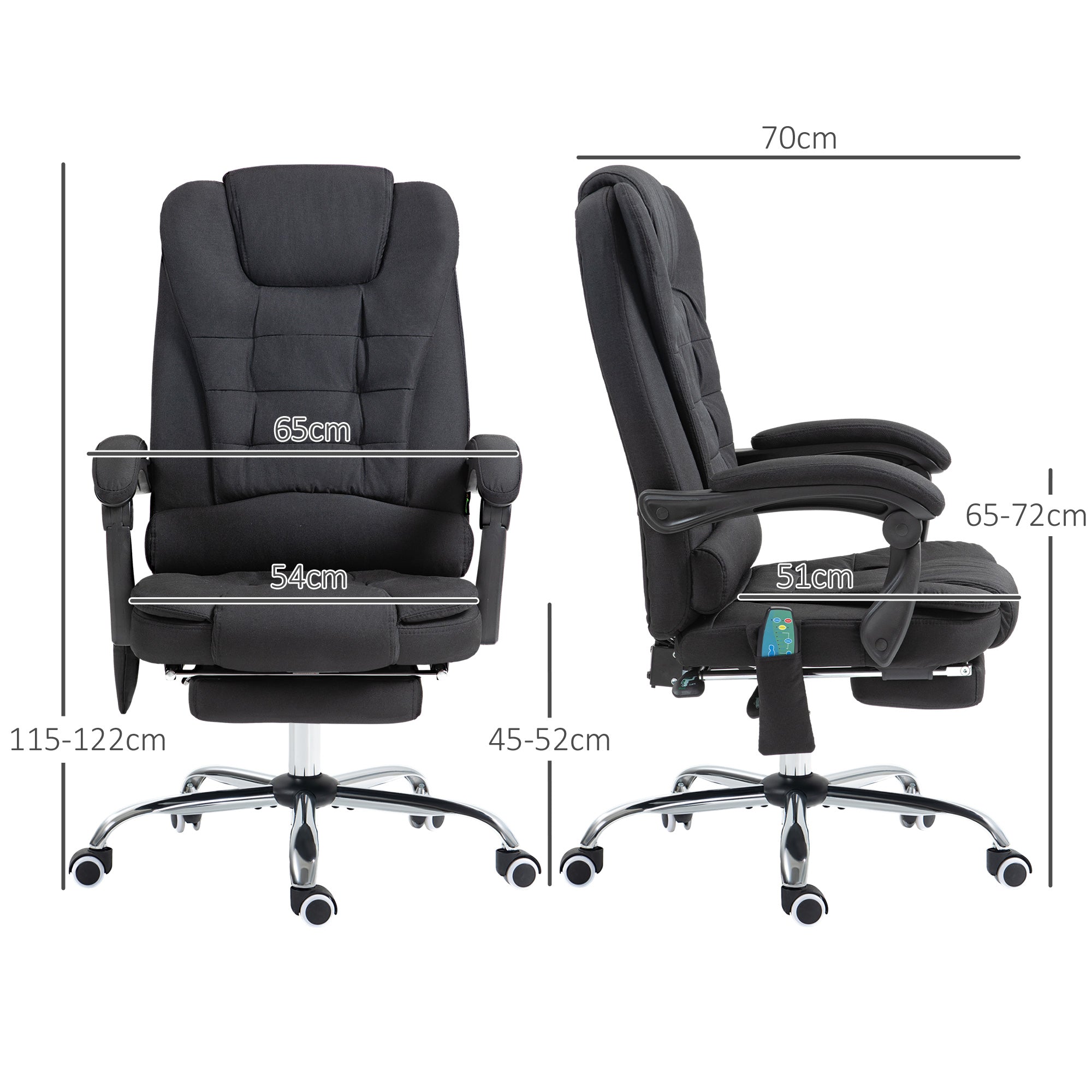 Vinsetto Six-Point Massage and Heated Office Chair - Black - anydaydirect