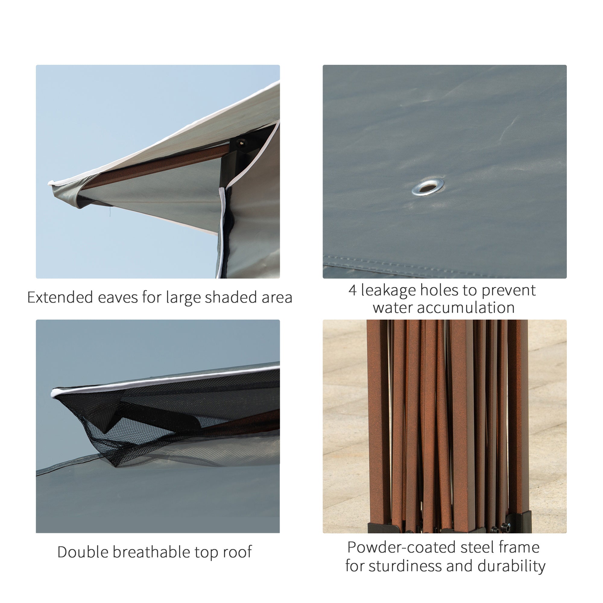 Outsunny 3 x 3(m) Pop Up Gazebo, Double-roof Garden Tent with Netting and Carry Bag, Party Event Shelter for Outdoor Patio, Dark Grey - anydaydirect