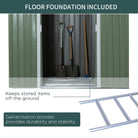 Outsunny Pend Garden Storage Shed w/ Foundation Double Door Ventilation Window Sloped Roof Equipment Tool Storage 213 x 130 x 173 cm - anydaydirect