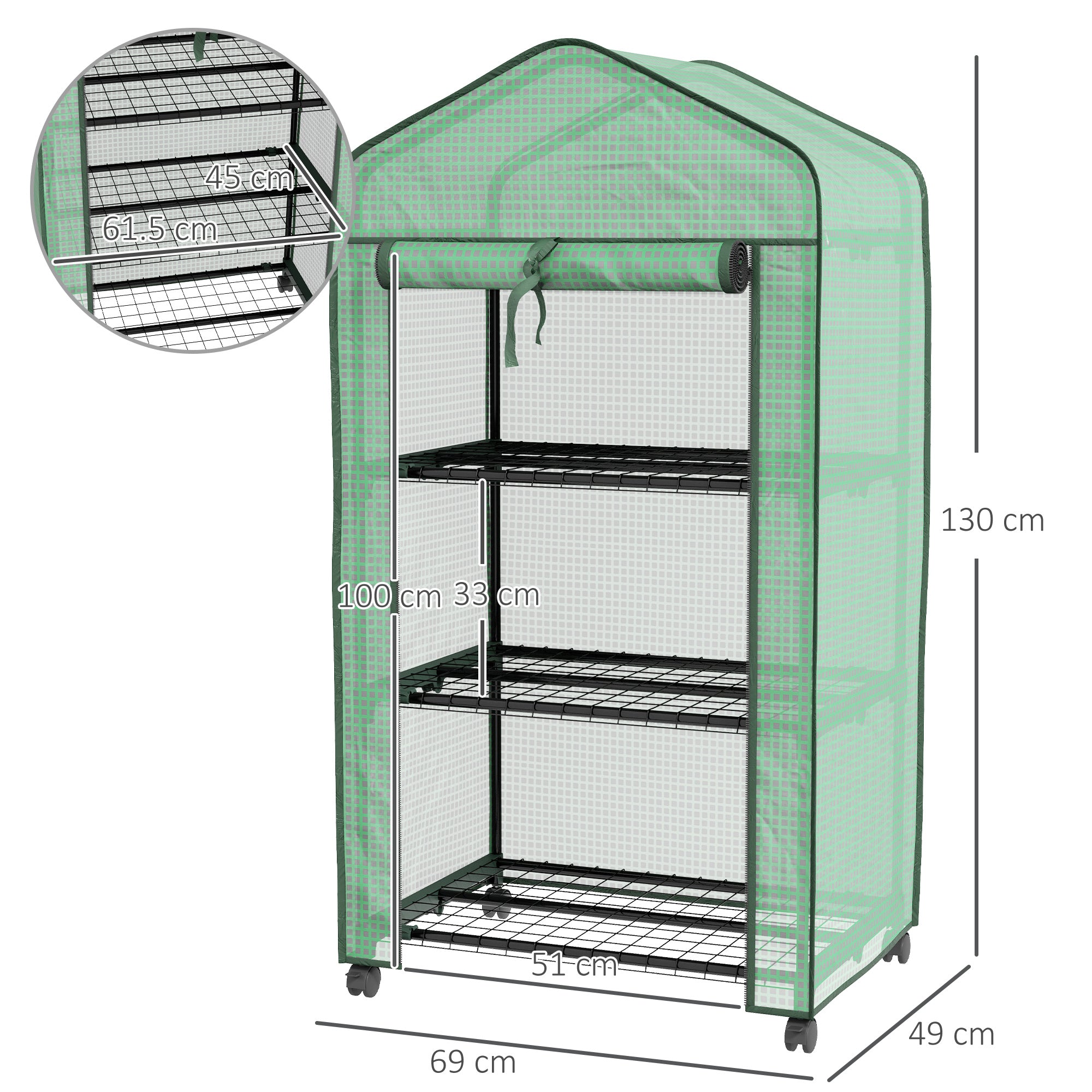 Outsunny Three-Tier Mini Greenhouse - Green - anydaydirect