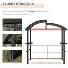 Outsunny 2.4 x 1.5m Outdoor Grill Gazebo with Side Shelves, PC Board Roof, Dark Grey - anydaydirect