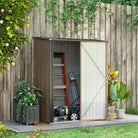 Outsunny 5 x 3 ft Metal Garden Storage Shed Patio Corrugated Steel Roofed Tool Shed with Single Lockable Door, Brown - anydaydirect