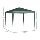 Outsunny 2.7m x 2.7m Garden Gazebo Marquee Party Tent Wedding Canopy Outdoor(Dark Green) - anydaydirect