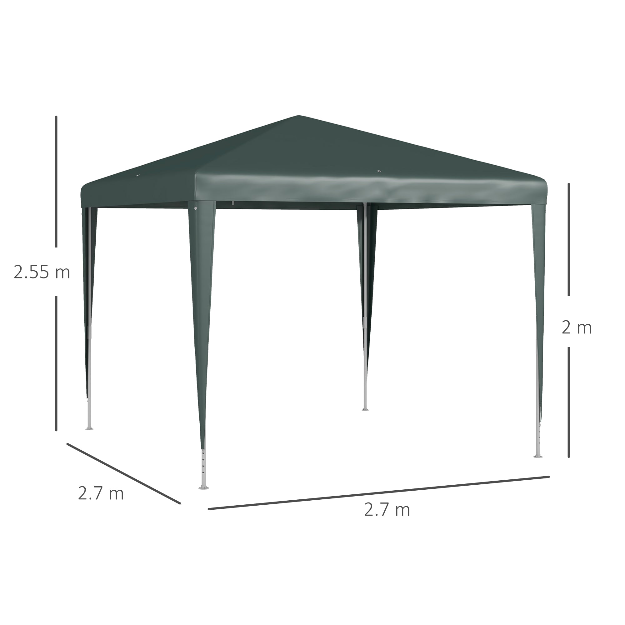 Outsunny 2.7m x 2.7m Garden Gazebo Marquee Party Tent Wedding Canopy Outdoor(Dark Green) - anydaydirect