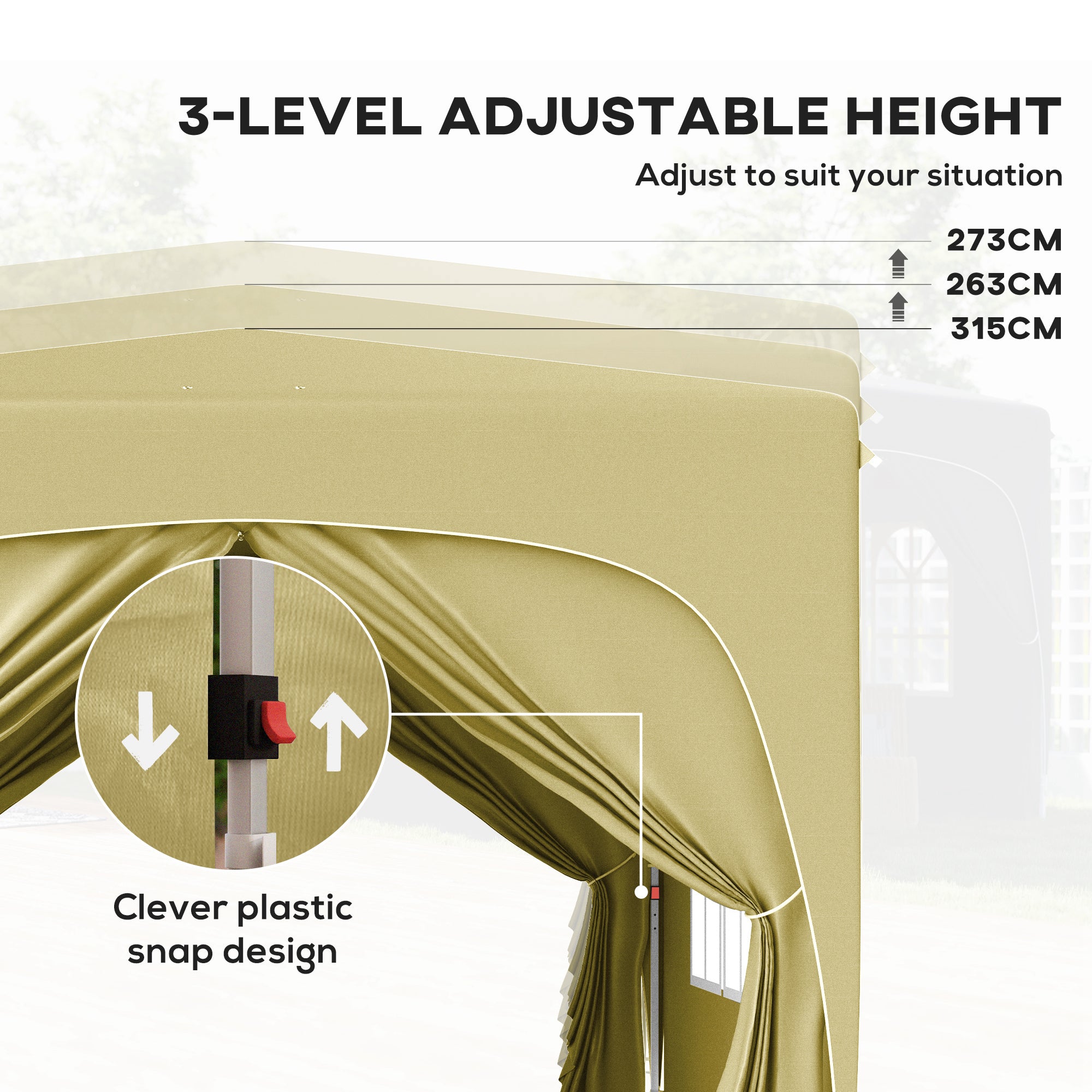 Outsunny 3 x 3m Pop-Up Gazebo Shelter, with Accessories - Sand - anydaydirect