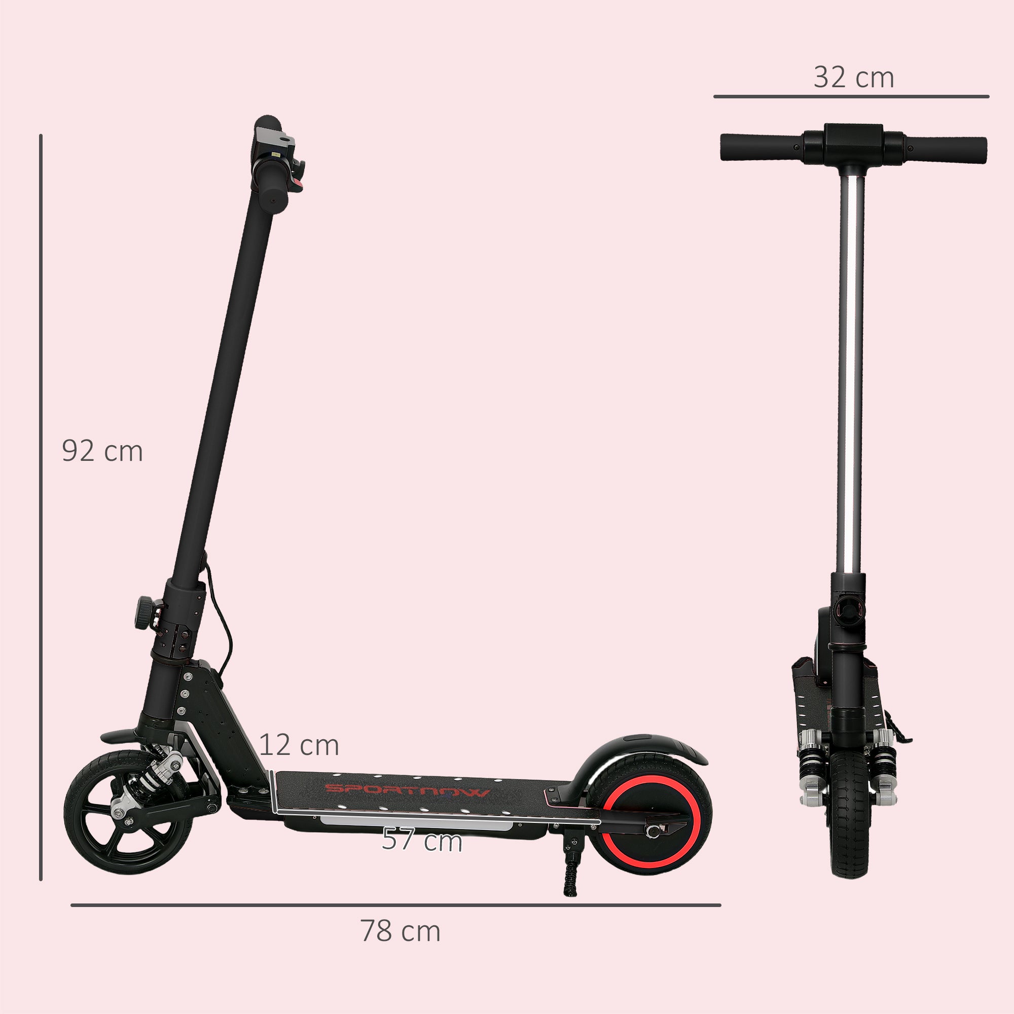 SPORTNOW Folding Electric Scooter for Kids Age 6-14 with Dual Brakes, Front Suspension, LED Colourful Lights and Display, 6.8kg Lightweight Aluminium E Scooter, Up to 14 KM/H & 6 KM, Black - anydaydirect