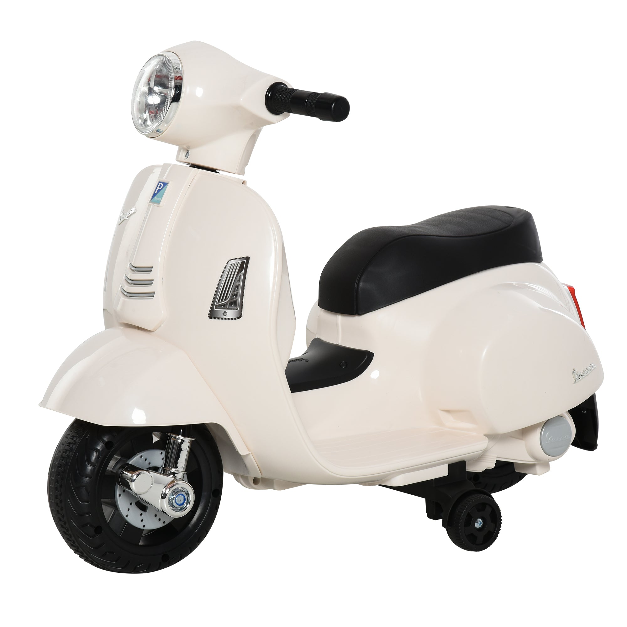 HOMCOM Vespa Licensed Kids Ride On Motorcycle 6V Battery Powered Electric Trike Toys for 18-36 Months with Horn Headlight White - anydaydirect