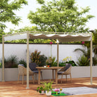Outsunny 3 x 3(m) Garden Pergola with Retractable Roof and Magnetic Fixture, Outdoor Gazebo Pergola Kit Sun Shade Canopy, UPF30+, Khaki - anydaydirect