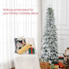 HOMCOM 6ft Pencil Artificial Christmas Tree, Snow Flocked Xmas Tree with Downswept Branches and 600 Tips, Auto Open, Steel Base, Holiday Decoration for Home Office, Green - anydaydirect