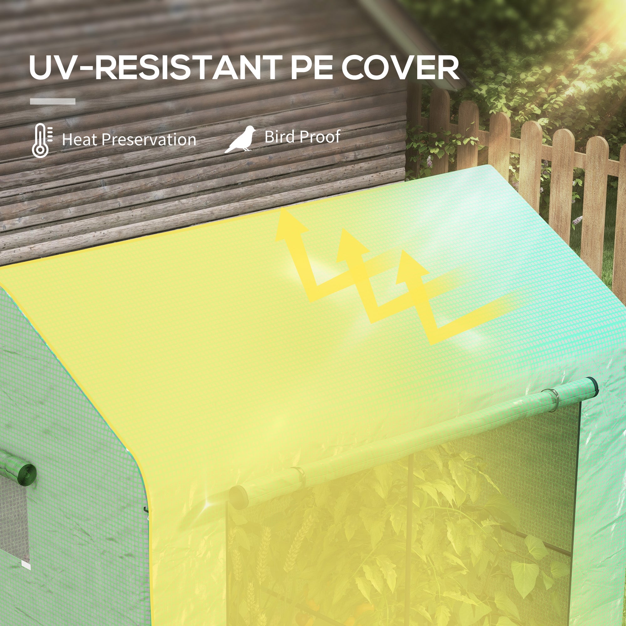 Outsunny Greenhouse, Walk-in Garden Grow House with Roll-up Door and Mesh Windows, 200 x 140 x 200cm, Green - anydaydirect