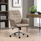 Vinsetto Microfibre Computer Chair with Armrest, Modern Swivel Chair with Adjustable Height, Khaki - anydaydirect