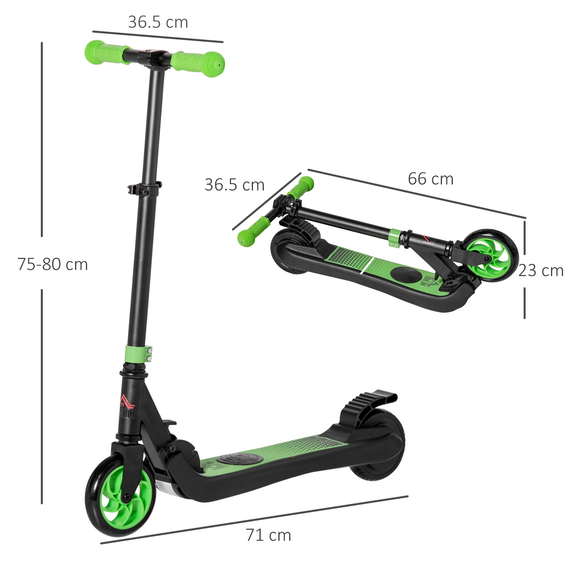 HOMCOM Folding Electric Scooter Adult E Scooter, 120W, with Rear Wheel Brake, 8km/h Maximum Speed, for Ages 6+ Years Old, Green - anydaydirect