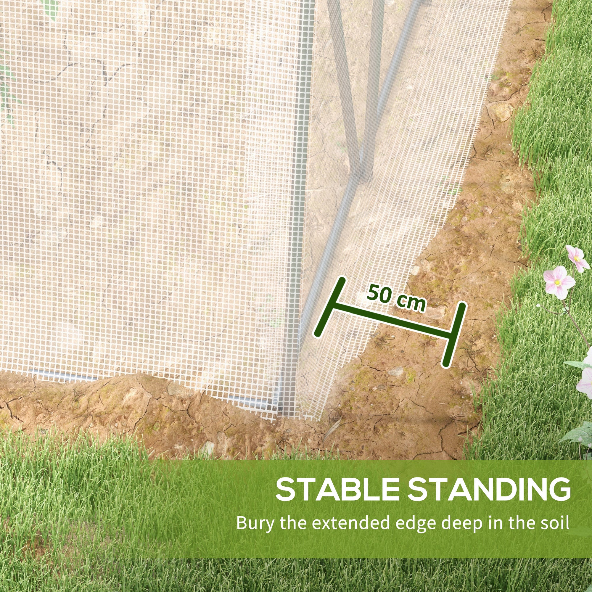 Outsunny Polytunnel Greenhouse Walk-in Grow House with UV-resistant PE Cover, Door, Galvanised Steel Frame, 4 x 3 x 2m, White - anydaydirect