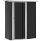 Outsunny Garden Storage Shed, Outdoor Tool Shed with Sloped Roof, Lockable Door for Equipment, Bikes, Grey, 142 x 84 x 189cm - anydaydirect