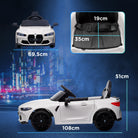 AIYAPLAY 12V BMW M4 Licensed Kids Car with Easy Transport, Remote Control, Suspension, Music, Horn, LED Lights - White - anydaydirect