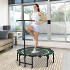 HOMCOM 48" Octagonal Mini Fitness Rebounder Trampoline Indoor Outdoor Foldable Mini Jumper with Adjustable Handle, Green - anydaydirect