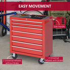 DURHAND 7-Drawer Rolling Tool Chest on Wheels, Lockable Tool Cabinet with Side Handle, Metal Tool Box Trolley for Garage, Workshop, Red - anydaydirect