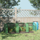 Outsunny Medium Greenhouse, Small Polytunnel Green House with Zipped Doors, Steel Frame for Garden Backyard, 295 x 100 x 80cm, Green - anydaydirect