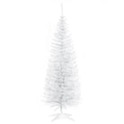 HOMCOM 5T Artificial Pine Pencil Slim Tall Christmas Tree with Branch Tips Xmas Holiday Décor with Stand White - anydaydirect