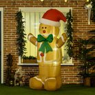 HOMCOM 183cm Christmas Inflatable Gingerbread Man Holiday Yard Lawn Decoration with LED Lights, Indoor Outdoor Blow Up Decor - anydaydirect