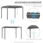 Outsunny 3 x 3(m) Outdoor Pergola with Retractable Roof, Aluminium Louvered Patio Gazebo Canopy for Lawn Garden Patio, Grey - anydaydirect