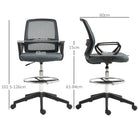 Vinsetto Ergonomic Mesh Back Drafting Chair Draughtsman Chair with Adjustable Height, Grey - anydaydirect