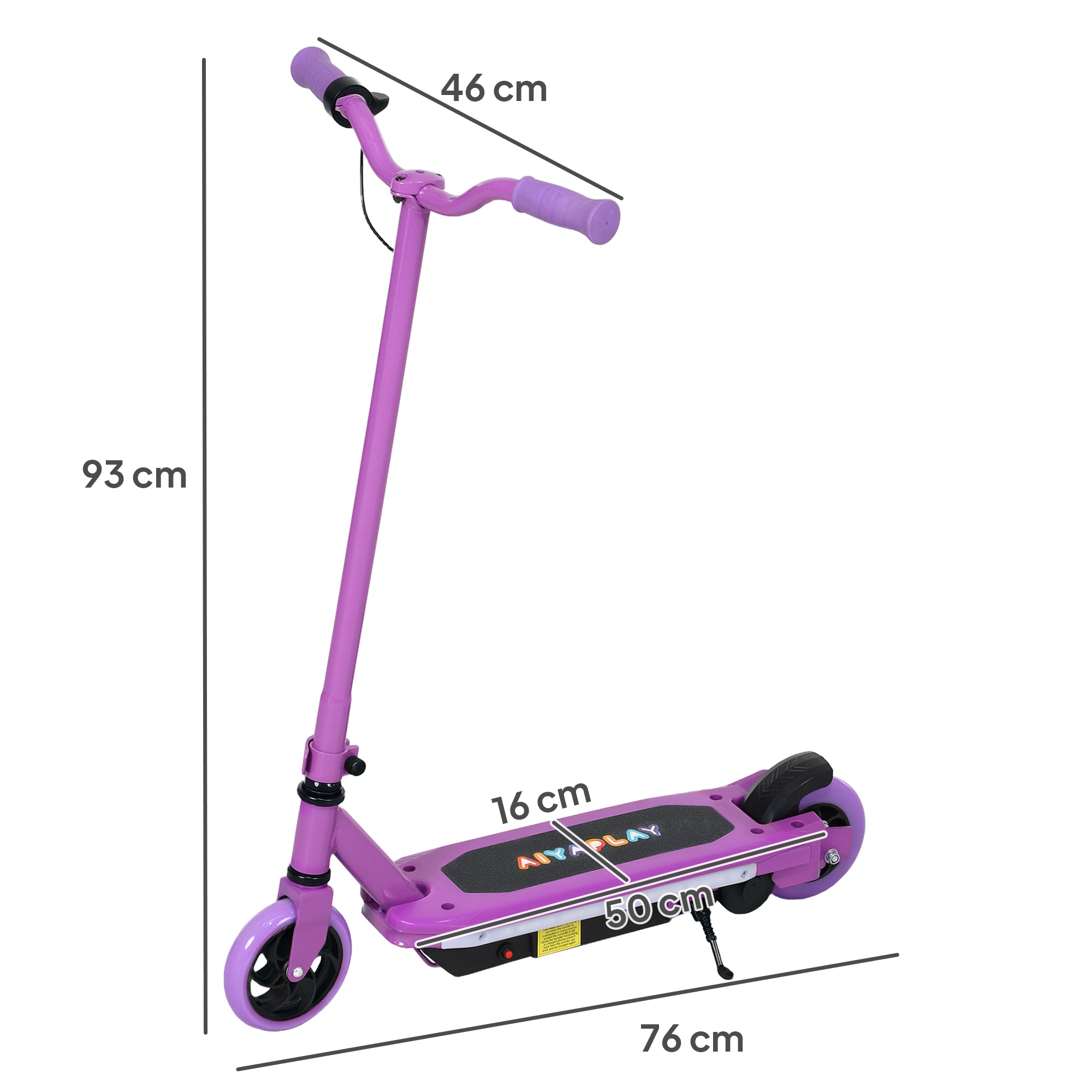 AIYAPLAY Electric Scooter for Ages 6-14, with Colourful Light and Electric Brake, Electric Scooter E Scooter, Up to 10 KM/H & 8 KM, Purple - anydaydirect