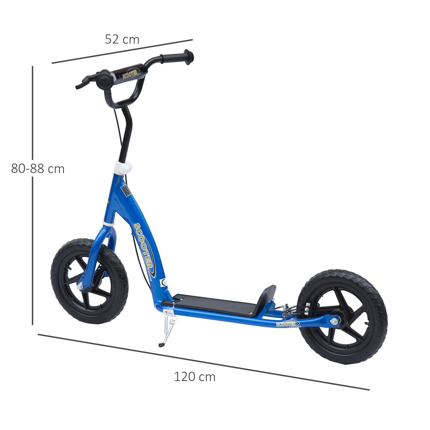 HOMCOM Teen Push Scooter Kids Children Stunt Scooter Bike Bicycle Ride On 12" EVA Tyres, Blue - anydaydirect