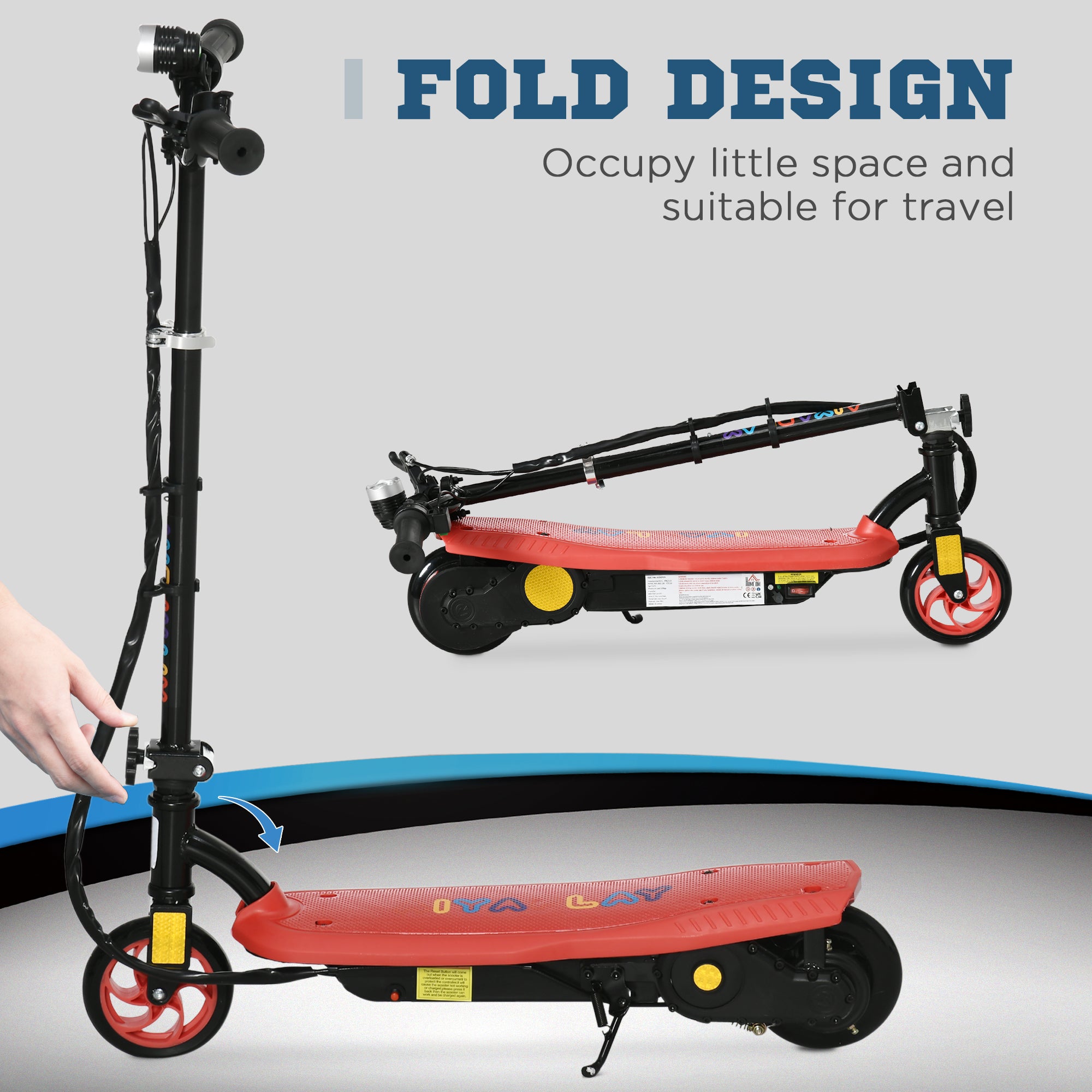 HOMCOM Electric Scooter for Kids 7-14, Foldable with LED Headlight, Durable & Safe, Vibrant Red - anydaydirect