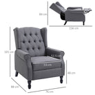 HOMCOM Recliner Armchair, Vintage Reclining Chair with Nail Head Trim, Wingback Chair with Button Tufted Back and Footrest, for Living Room, Grey - anydaydirect