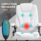 Vinsetto Massage Recliner Chair Heated Office Chair with Six Massage Points Linen-Feel Fabric 360° Swivel Wheels Cream White - anydaydirect