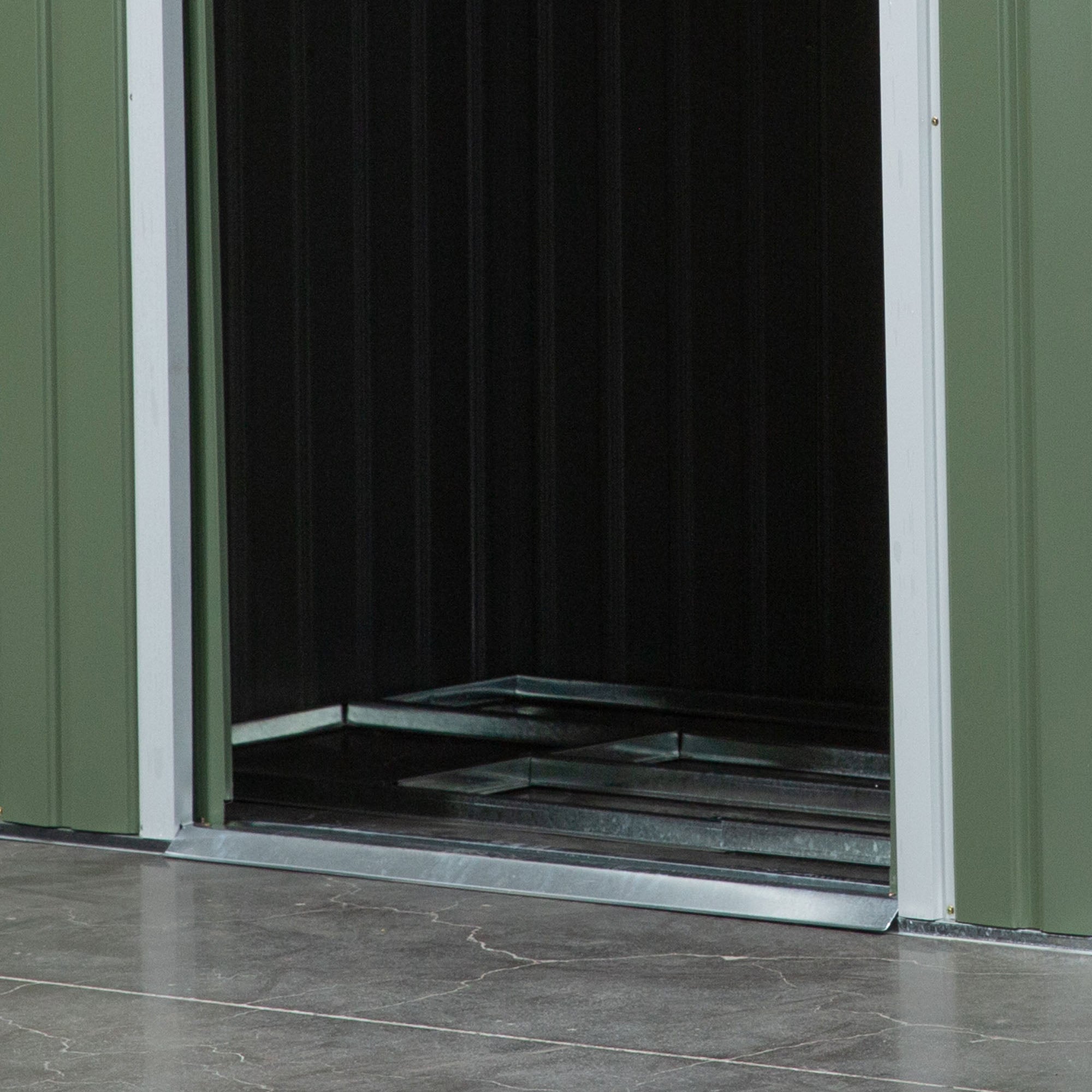 Outsunny Pend Garden Storage Shed w/ Foundation Double Door Ventilation Window Sloped Roof Equipment Tool Storage 213 x 130 x 173 cm - anydaydirect