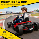 AIYAPLAY 24V Electric Go Kart, Drift Kart with Adjustable Seat, Slow Start, 5-Point Harness, Music, Horn, for 6-12 Years, Red - anydaydirect