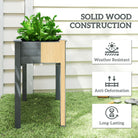 Outsunny Raised Bed for Garden, Wooden Elevated Planter Box with Bed Liner, for Flower Vegetable Herb, Dark Grey - anydaydirect