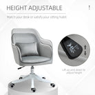 Vinsetto Velvet Office Chair, Desk Chair, Makeup Vanity Chair with Massage Lumbar Pillow and Rolling Wheels for Bedroom and Home, Grey - anydaydirect