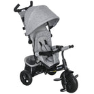 HOMCOM 4 in 1 Kids Trike Push Bike w/ Push Handle, Canopy, 5-point Safety Belt, Storage, Footrest, Brake, for 1-5 Years, Grey - anydaydirect
