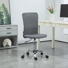 HOMCOM Armless Computer Desk Chair, Fabric Swivel Office Chair, Makeup Vanity Chair with Height Adjustable, Wheels, for Home Study Bedroom, Grey - anydaydirect